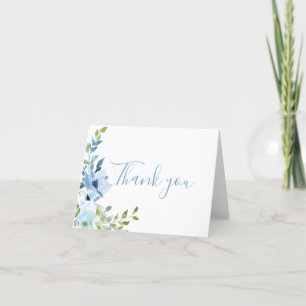 Blue Floral Baby Shower  Thank You Card