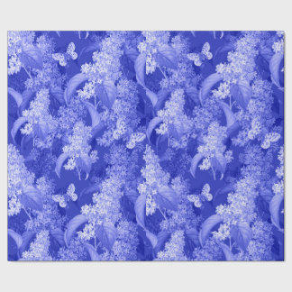 Blue Floral Background and Butterflies Wrapping Paper