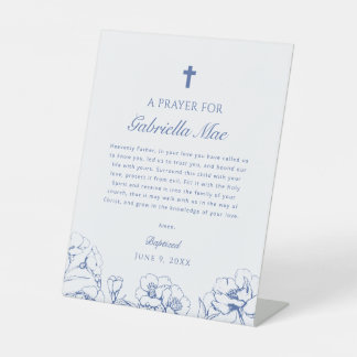 Blue Floral Baptised Prayer Pedestal Sign