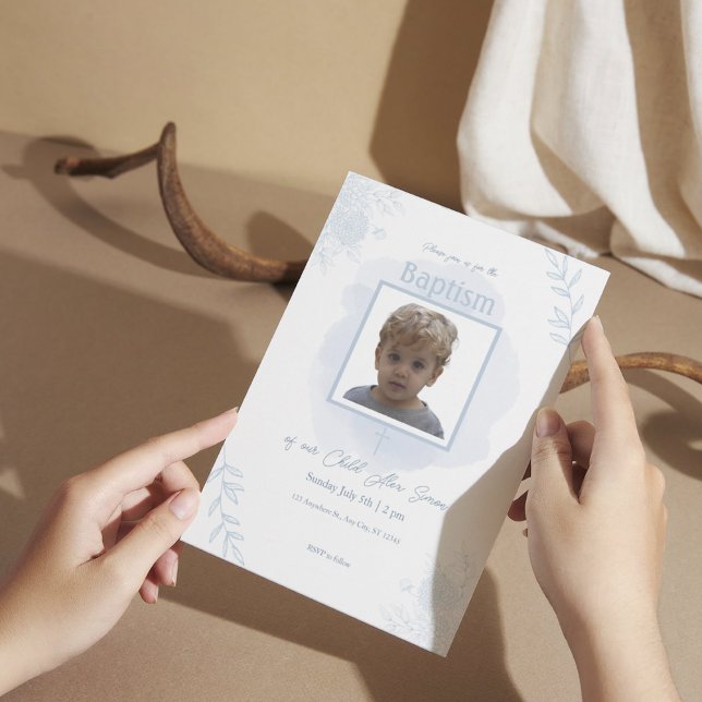 Blue Floral Baptism – Classic and Elegant Invitation (2)