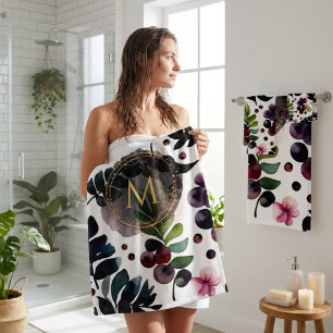 Blue Floral Bath Towel Set for Elegant Bathroom De