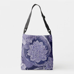 Blue Floral Beauty AI art  Crossbody Bag