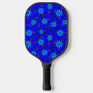 Blue Floral Black Flowers Pink Pickleball Paddle