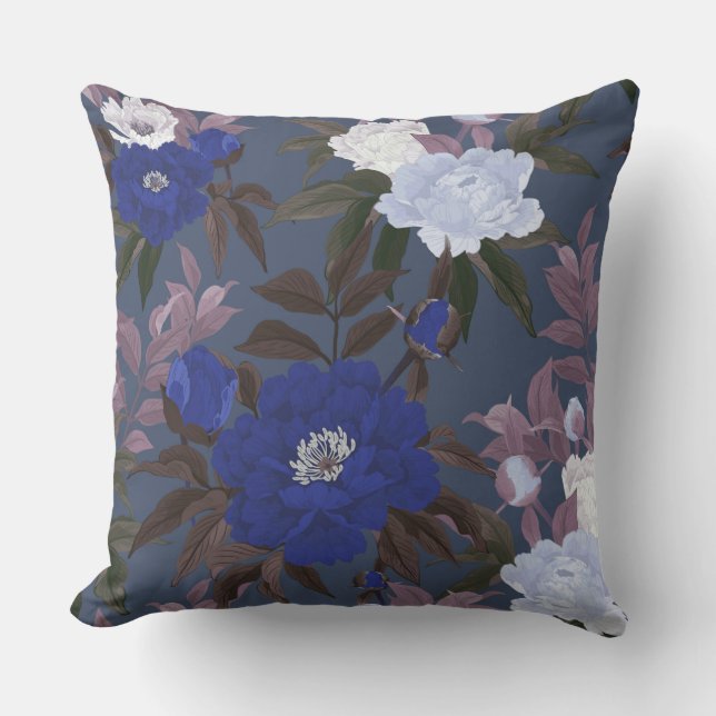 Blue Floral Blend Decorative Pillow (Front)