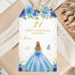 Blue Floral Blonde Hair Girl Happy Birthday Gift Tags<br><div class="desc">This elegant and glamourous happy birthday gift tag can be personalised with a name. The design features a beautiful princess with blonde hair and fair skin in a blue ball gown. The text combines handwritten script and modern sans serif fonts for a classy and sophisticated look. The floral arrangements, butterflies...</div>