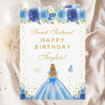 Blue Floral Blonde Hair Girl Sweet Sixteen Card<br><div class="desc">This elegant and glamourous sweet sixteen birthday card can be personalised with a name or title such as daughter, granddaughter, niece, friend etc. The design features a beautiful princess with blonde hair and fair skin in a blue ball gown. The text combines handwritten script and modern sans serif fonts for...</div>