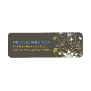 Blue Floral Blooms Cute Baby Shower Address Labels