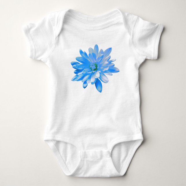  Blue floral blue flower cute blue daisy Baby Bodysuit (Front)