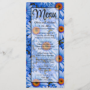 Blue floral blue sunflowers blue daisies pattern menu