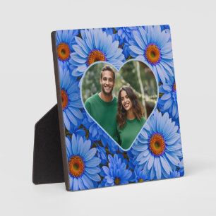 Blue floral blue sunflowers blue daisies pattern plaque