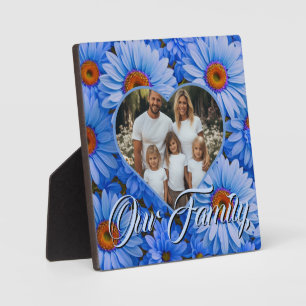 Blue floral blue sunflowers blue daisies photo plaque