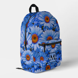 Blue floral blue sunflowers blue daisy personalise printed backpack