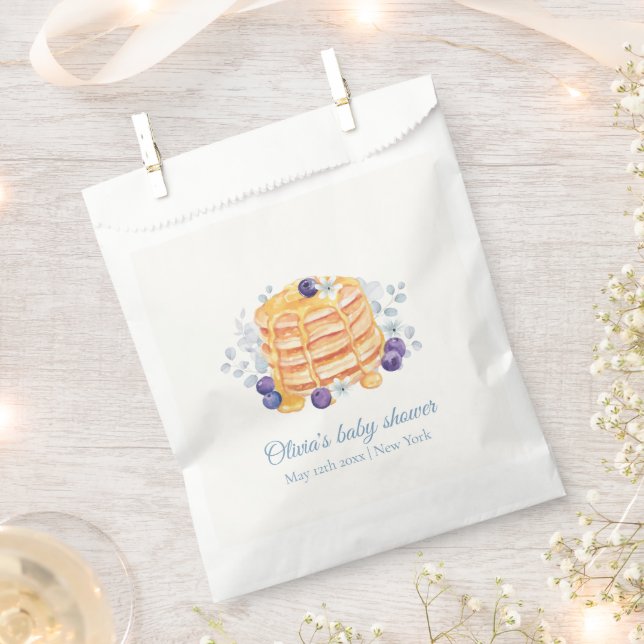 Blue Floral Blueberry Pancake Brunch Baby Shower Favour Bag (Clipped)