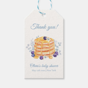 Blue Floral Blueberry Pancake Brunch Baby Shower Gift Tags