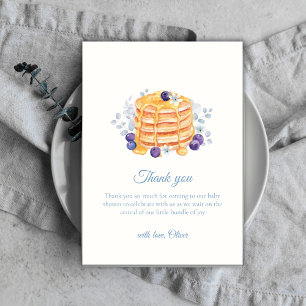 Blue Floral Blueberry Pancake Brunch Baby Shower Thank You Card