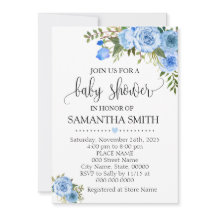 Blue floral boho chic baby shower