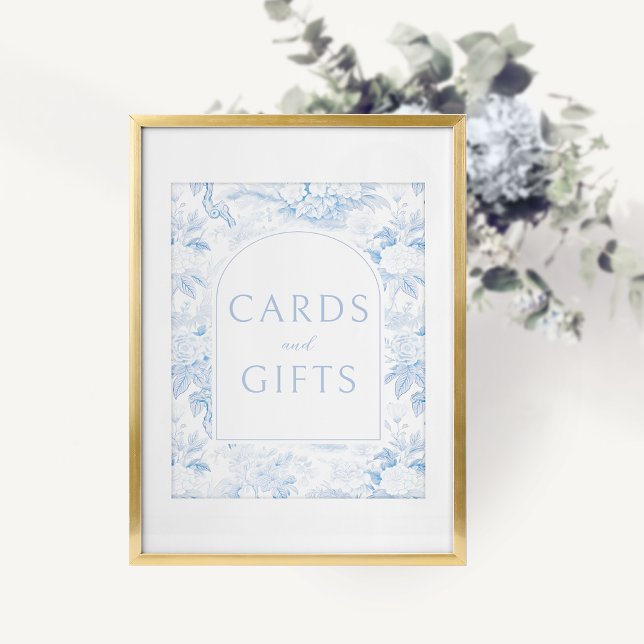 Blue floral boho wedding cards gifts sign poster (Creator Uploaded)