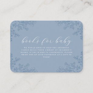 Blue Floral Books For Baby Shower Enclosure Card