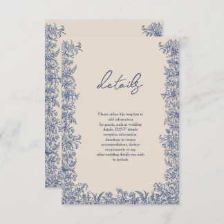 Blue floral border wedding  enclosure card