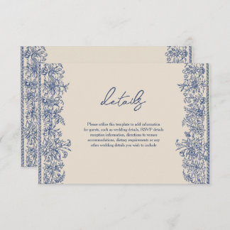 Blue floral border wedding  enclosure card