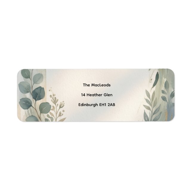 Blue Floral Botanical Address Label Return Address Label (Front)