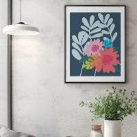 Blue floral botanical flowers bunch pretty art