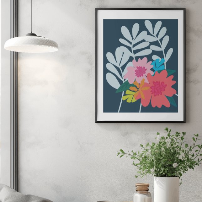 Blue floral botanical flowers bunch pretty art poster (Creator Uploaded)