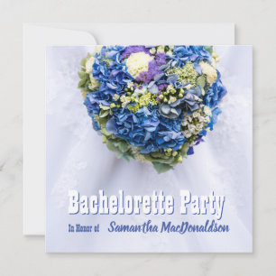 Blue floral bouquet bachelorette party invitation