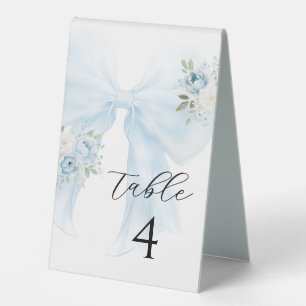 Blue Floral Bow Baby in Bloom Shower Table Number