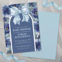 Blue Floral Bow Boy Baby Shower
