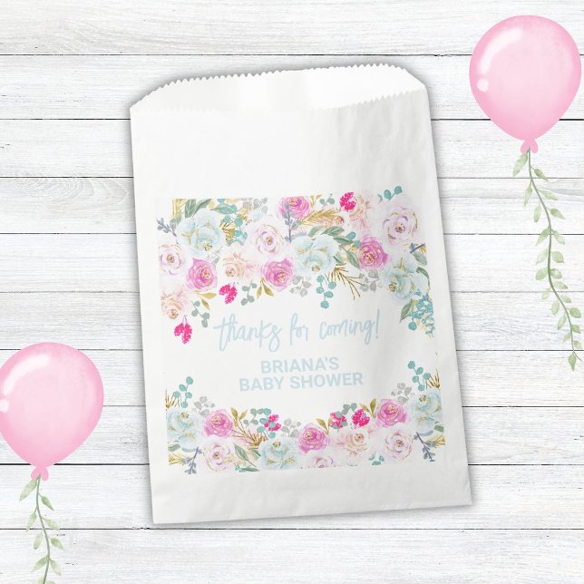 Blue Floral Boy Baby Shower Favours Favour Bag (Creator Uploaded)