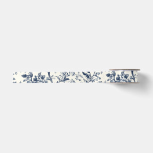 Blue Floral Branch Toile Garden Party Satin Ribbon