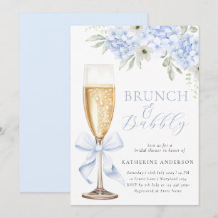 Blue Floral Bridal Brunch Shower Invitation