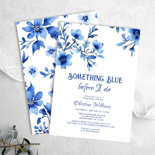 Blue Floral Bridal Shower Brunch Invitation (Creator Uploaded)