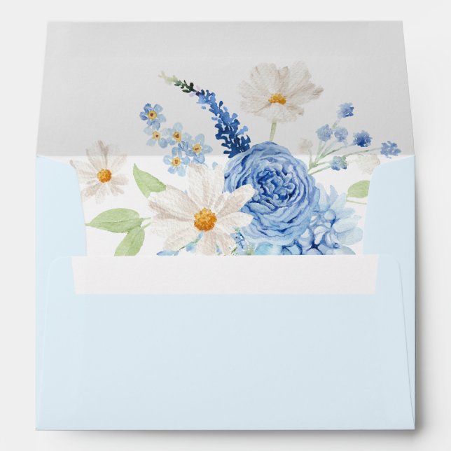 Blue Floral Bridal Shower Envelope (Back (Bottom))