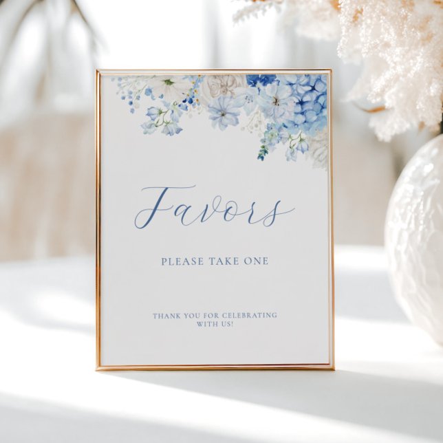 Blue Floral Bridal Shower Favours Poster (Creator Uploaded)