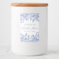 Blue Floral Bridal Shower Food Container Label 