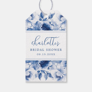 Blue Floral Bridal Shower Gift Tags