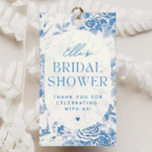 Blue Floral Bridal Shower Gift Thank You Tag