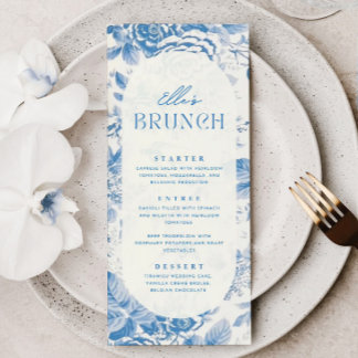Blue Floral Bridal Shower Gift Thank You Tag Menu