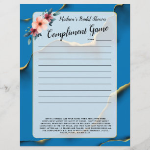 Blue Floral Bridal Shower Icebreaker 💕 5 Word Fun