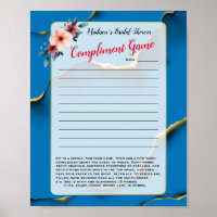 Blue Floral Bridal Shower Icebreaker 💕 5 Word Fun