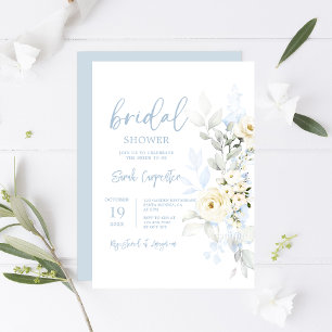 Blue floral Bridal Shower Invitation