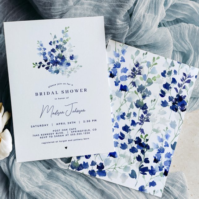 Blue Floral Bridal Shower Invitation (Creator Uploaded)