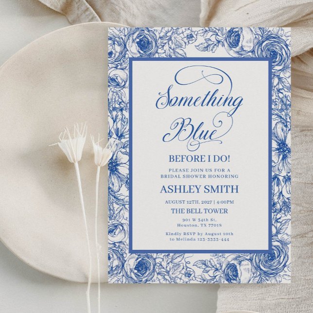 Blue Floral Bridal Shower Invitation (Creator Uploaded)