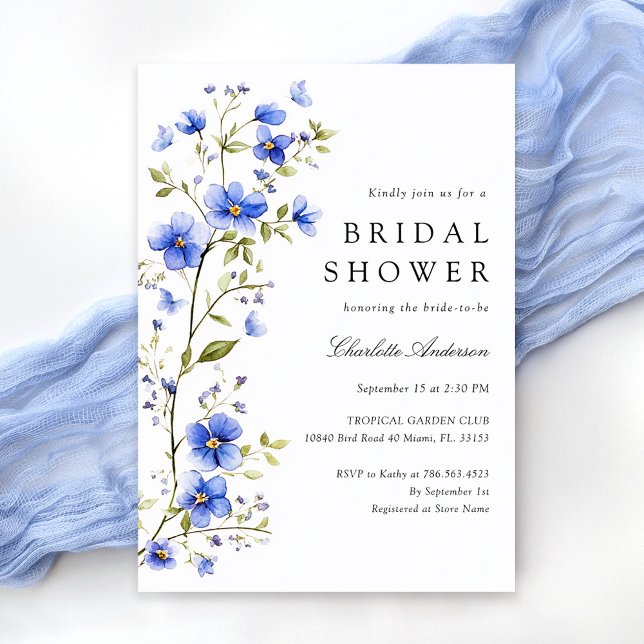 Blue Floral Bridal Shower Invitation (Creator Uploaded)