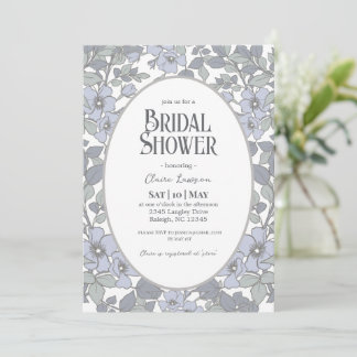 Blue Floral Bridal Shower Invitation