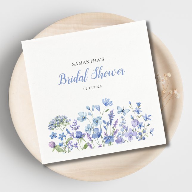 Blue Floral Bridal Shower  Napkin (Creator Uploaded)