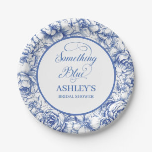 Blue Floral Bridal Shower  Paper Plate