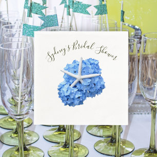 Blue Floral Bridal Shower Personalised Napkins